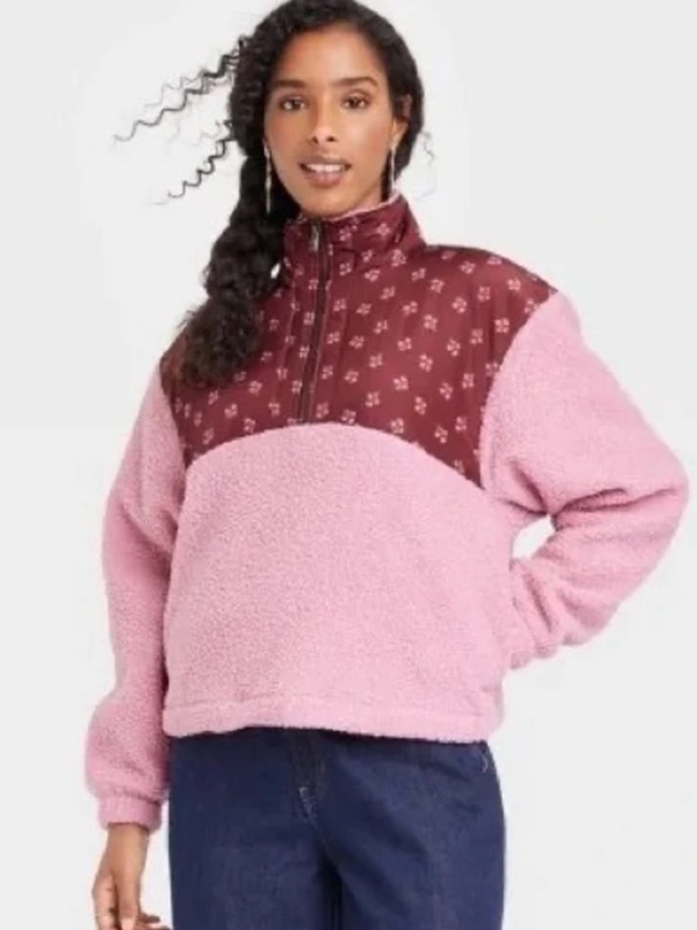 🎯 UNIVERSAL THREAD COLORBLOCK QUARTER ZIP SHERPA SWEATSHIRT